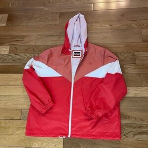 Levi's Hooded Colorblock Full Zip Windbreaker Jacket Red White Pink size XL